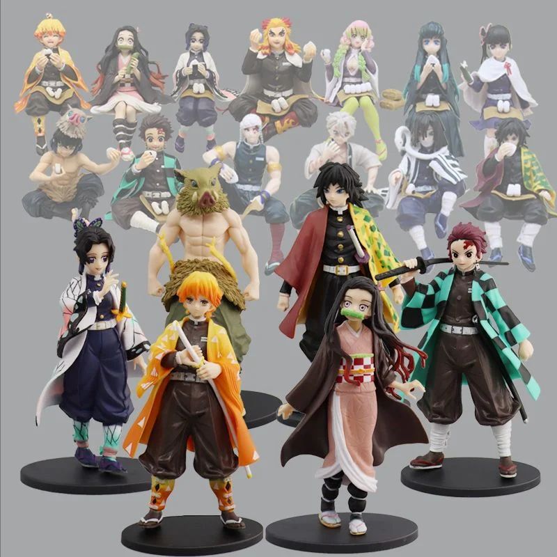 Anime Demon Slayer Action Figures Kimetsu No Yaiba Shinobu Nezuko Bonecas de PVC Coleção Modelo Enfeites Brinquedos Derivados do Japão