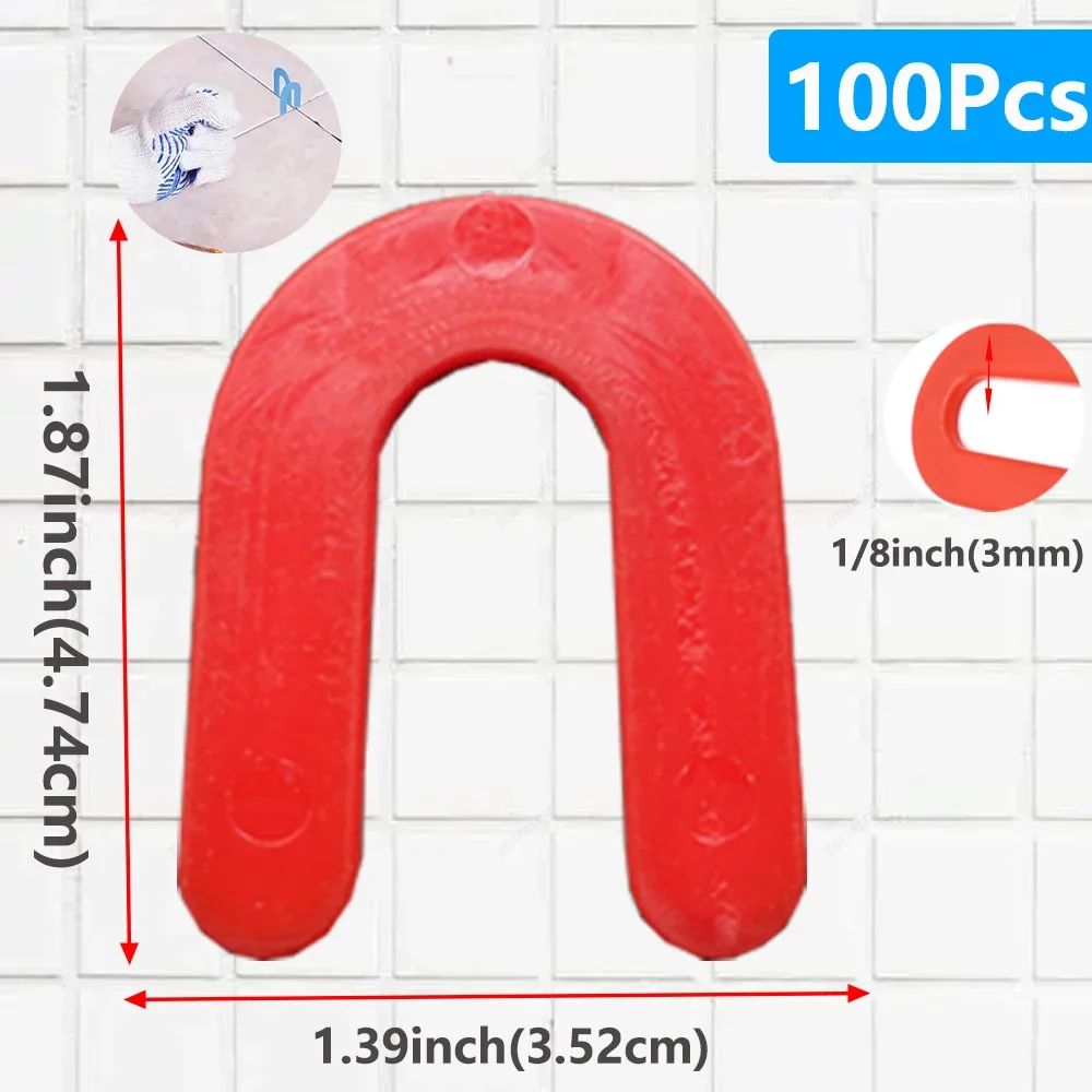 100/200 Peças Espaçadores Cerâmicos Reutilizáveis em U Clips Niveladores de Azulejos Cunhas para Fixação de Frestas de Azulejos de Chão e Parede Ferramentas de Construção