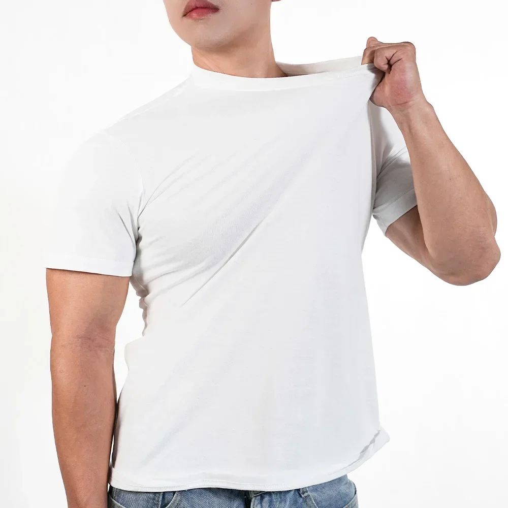 3pcs Mens Plain T-Shirt Casual 100% Cotton Slim Fit Short Sleeve Fitness Top Gym Clothes Soft Male White Black Big Size T Shirt