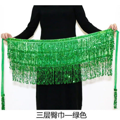 Sexy Sequins Tassel Dancewear Mini Skirt Women Clothes Jupe Femme Belly Dance Skirts Ladies Faldas Performance Stage Bottom Saia