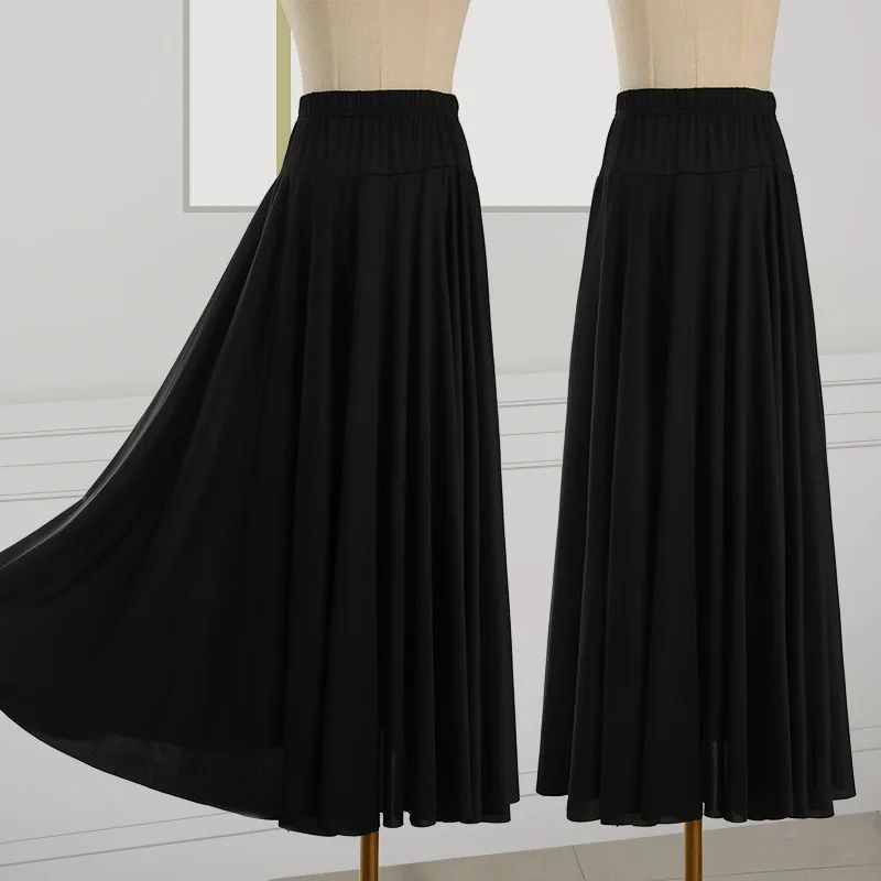 Plus Size Elegant Plus Size Women's Long Dress For Dancing And Commuting Stylish Square Dance Skirt With Wide Hemline For Soc...