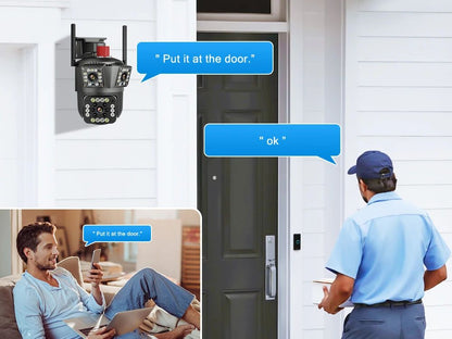 12MP Three Screen WIFI IP Camera Outdoor Three Lens PTZ Cam Ai Human Detection Waterproof Wireless CCTV Video Security Cameras