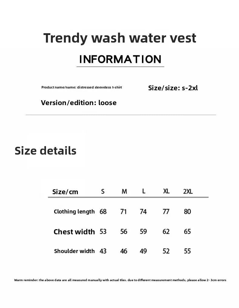 Summer cotton Men's Washed Cotton Tank Tops Muscle Gym Sleeveless Workout T Shirts Running Beach Loose Tees