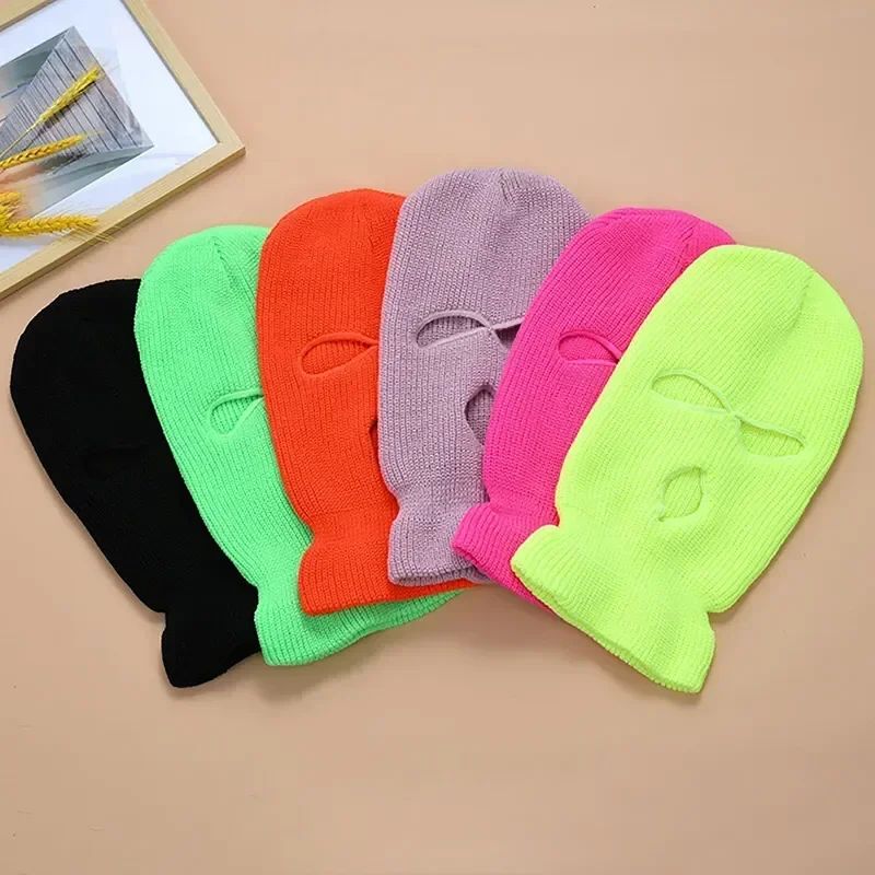 Men's Winter Knitted Balaclava, Windproof Ski Mask, Warm Wool Motorcycle Hat