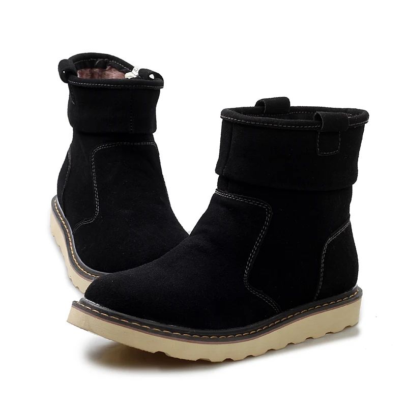 2025  Men's casual snow boots Trendy and versatile minimalist style Fashionable street walking Outdoor Warm Shoes Classic Black