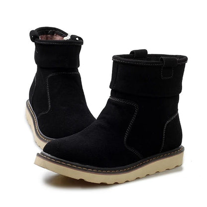 2025  Men's casual snow boots Trendy and versatile minimalist style Fashionable street walking Outdoor Warm Shoes Classic Black