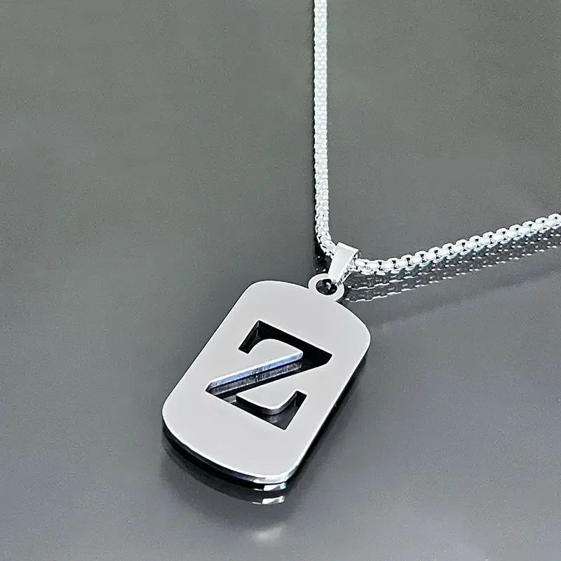 Colares de pingente de aço inoxidável com letra inicial A-Z da moda punk para homens e mulheres, atacado, joias, colar, joias góticas