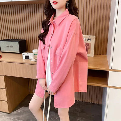 Casual Stylish Denim Long Sleeve Shirt For Women New Spring Autumn Loose Fit Age-Reducing Hong Kong Style Jacket With Button