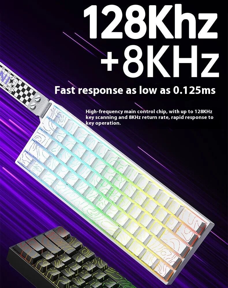 AULA Mini60 HE Magnetic Switch Teclado RGB Tri Mode Sem Fio Teclado Mecânico 8000Hz 0.01mmRT Teclado Gamer Presentes para Gamers