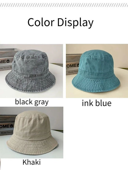 2025 Coreano Boné Pescador Jeans Lavado Cabeça Grande Masculino Chapéu de Sol Algodão Tamanho Grande 64cm Bob Panamá Unissex Tamanho Grande Boné de Pescador