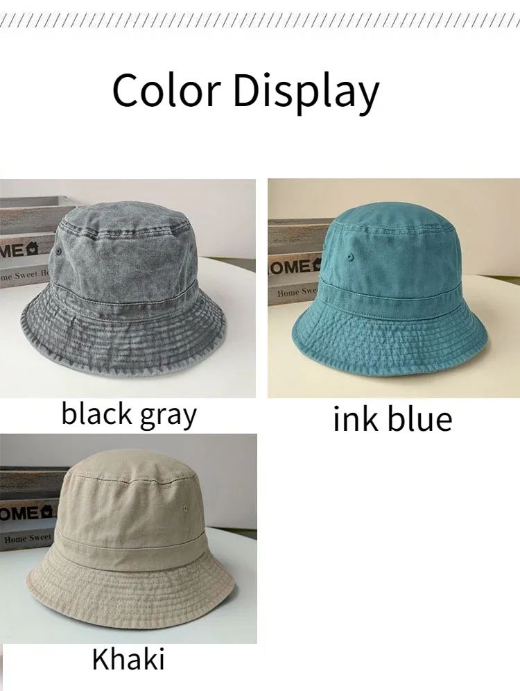 2025 Coreano Boné Pescador Jeans Lavado Cabeça Grande Masculino Chapéu de Sol Algodão Tamanho Grande 64cm Bob Panamá Unissex Tamanho Grande Boné de Pescador
