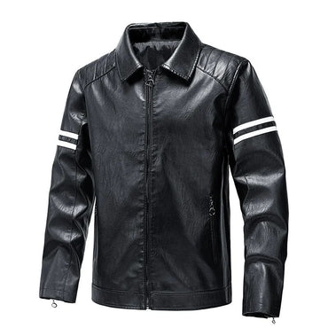 Men's Season Pu Motorcycle Leather Jacket Solid Color Lapels Jacket Coats Fashion Men's Top