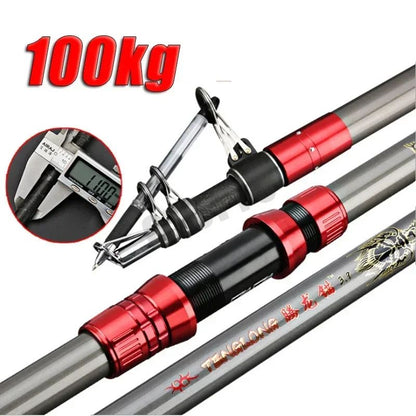 Vara de Pesca de Carbono 2,7-4,5m 100kg acima Super Dura Arremesso de Longa Distância Vara Telescópica para Pesca Marítima e Barco Varas de Pesca de Alta Qualidade