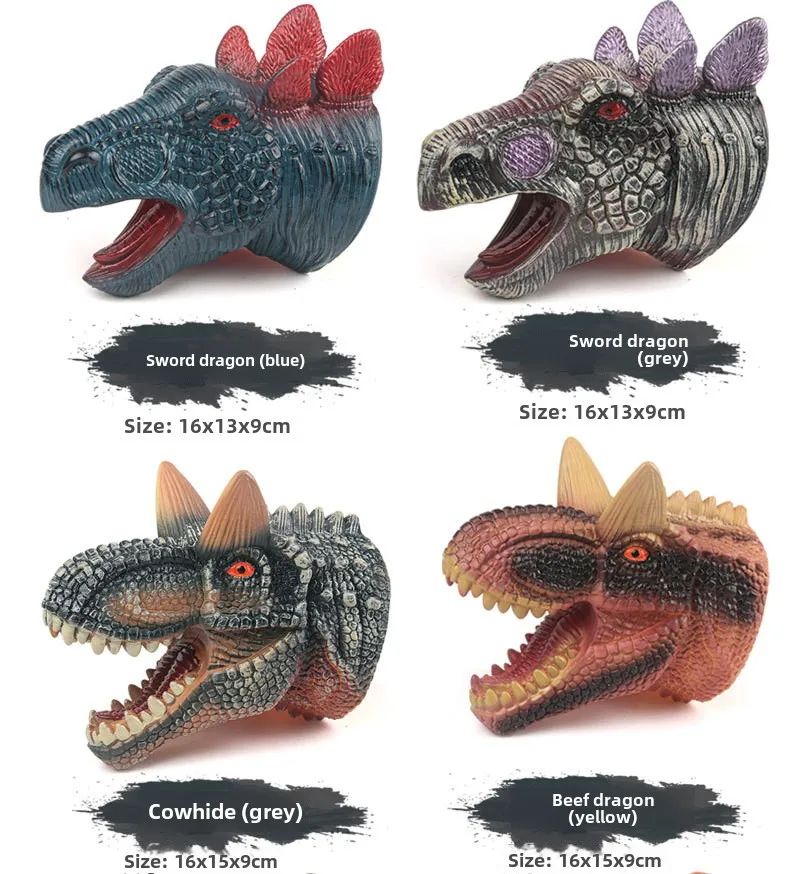 Fantoches de Mão Cabeça de Dinossauro Brinquedo Modelo T-Rex Mundo dos Dinossauros Modelo Animal Bonecos de Ação Brinquedo de Coleção para Crianças Presentes de Brinquedos de Pelúcia