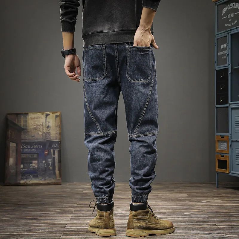 Calça Jeans Masculina Solta Moda Outono Inverno Calça Harem Casual Calça Comprida Roupa de Trabalho Confortável