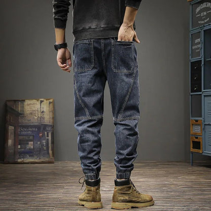 Calça Jeans Masculina Solta Moda Outono Inverno Calça Harem Casual Calça Comprida Roupa de Trabalho Confortável