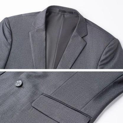 2024 Men's Fine Solid Color Business Suit Coat - Fashionable Gray Black Navy Blue Single-breasted Casual Work Leisure Jacket