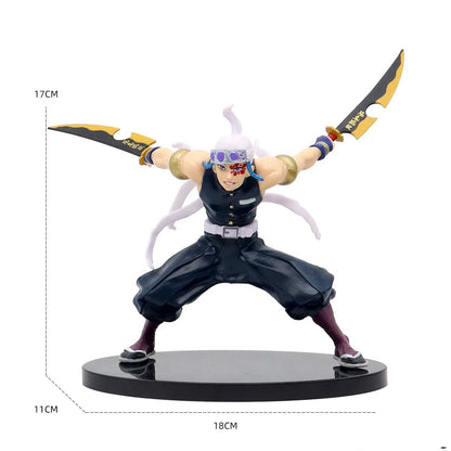 Anime Demon Slayer Tanjirou Muichirou Mitsuri Zenitsu Postura de Combate Action Figure PVC Modelo Suporte Decoração de Mesa Boneca Brinquedo Presentes