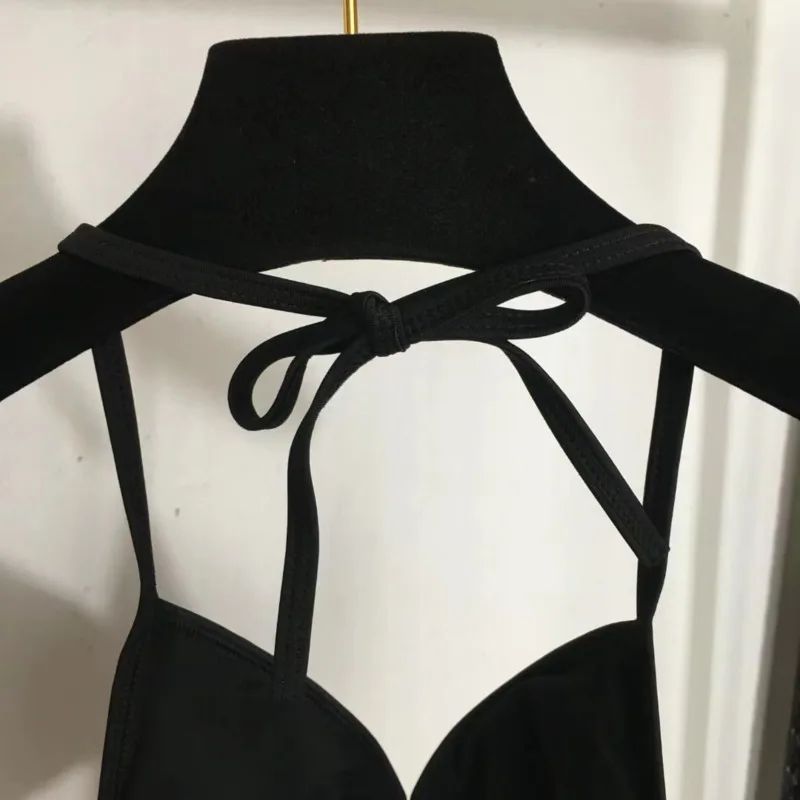 Geometric Printed Fashion Bikinis Sets Lace-up Bra Thong Sexy 2 Piece Swimsuits Solid Beach Style One-piece Bathing Suits Women