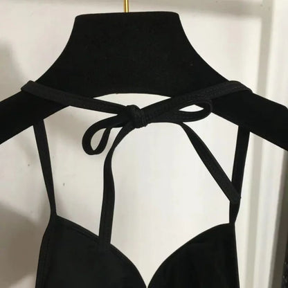 Geometric Printed Fashion Bikinis Sets Lace-up Bra Thong Sexy 2 Piece Swimsuits Solid Beach Style One-piece Bathing Suits Women