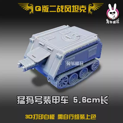 Tanque de Guerra Mundial II Estilo Chibi Metal Slug Gk Modelo - Miniatura Militar Impressa em 3D Modelo Branco Não Pintado Para Diorama de Mesa e Wargame