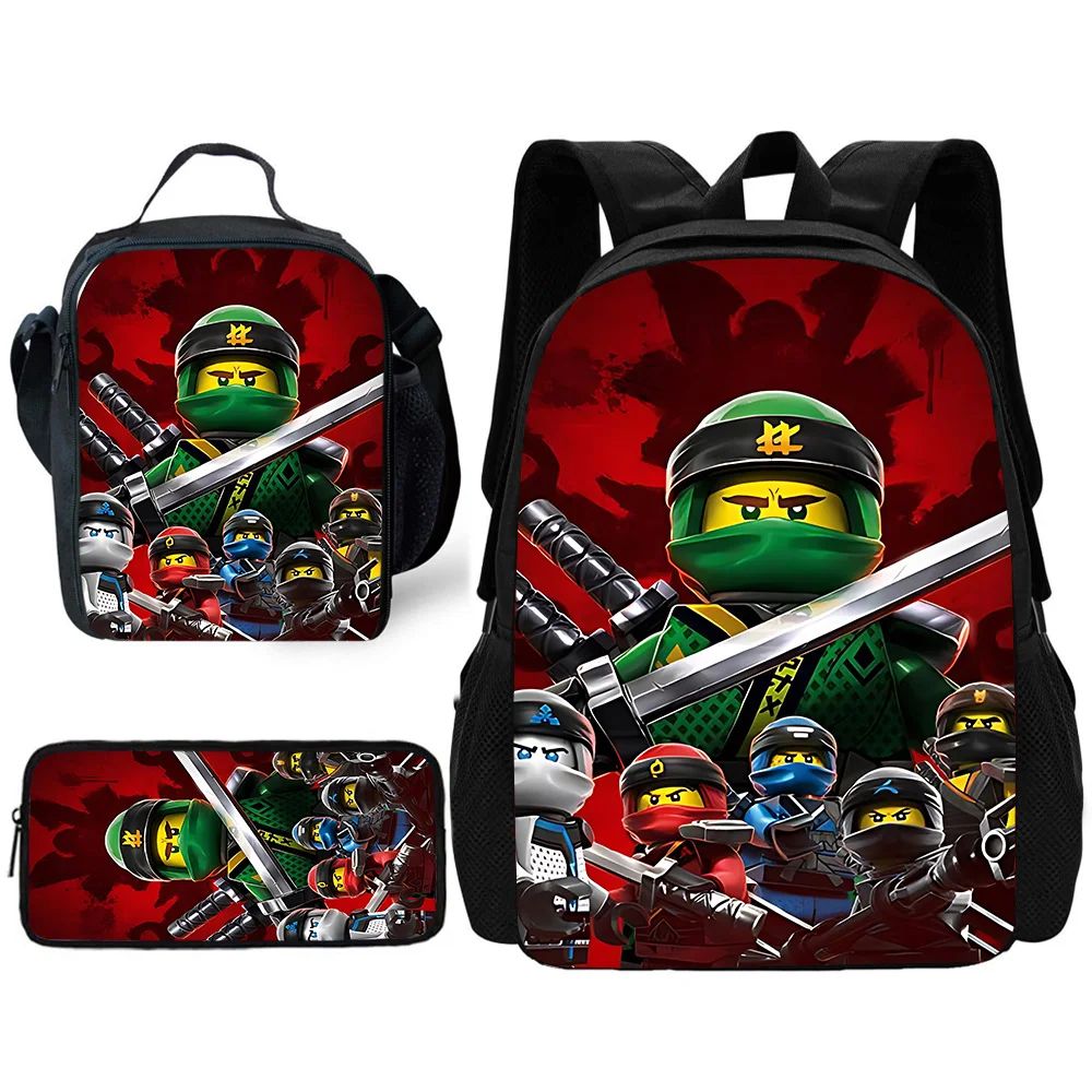 Child School Sports Game N-NinjagoS Backpack with Lunch Bags ,Pencil Bags ,School Bags for Boys Girls Best Gift