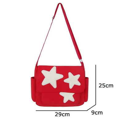 Women Star Pattern Y2k Messenger Bag Casual Tote Lady Simple Large Capacity Shoulder Bag Girl Travel School Bookbag Handbag