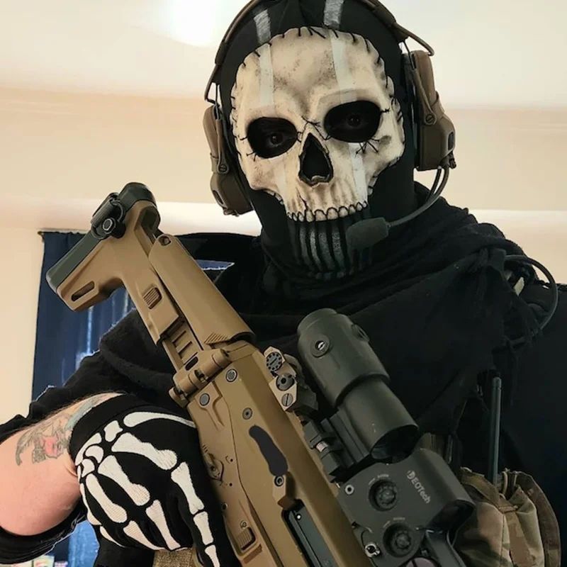 BeauNook Unisex Horror Skull Mask Ghost Call of Duty Latex Headgear Helmet Cosplay Perform Party Masquerade Prop Halloween