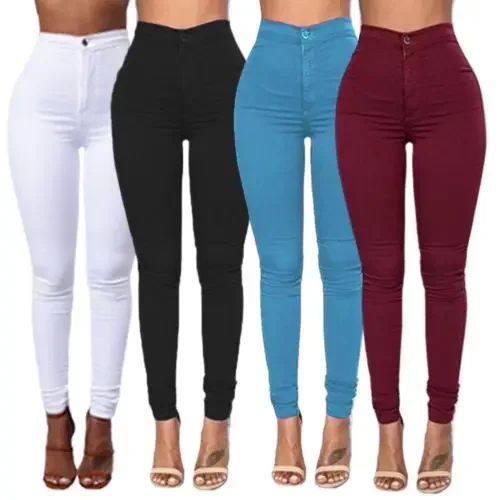 Hot Women Pencil Stretch Slim Denim Skinny Jeans Pants High Waist Jeans Trousers