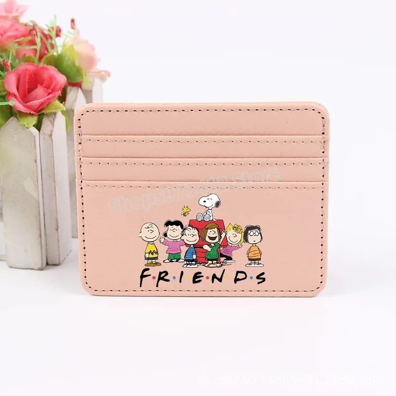 Bolsa Moedeiro Snoopy Peanuts Anime Porta Cartão de Crédito Passaporte Carteira de PU Capa para Cartões de Identificação Bolsa Presente de Aniversário para Crianças Homens Mulheres