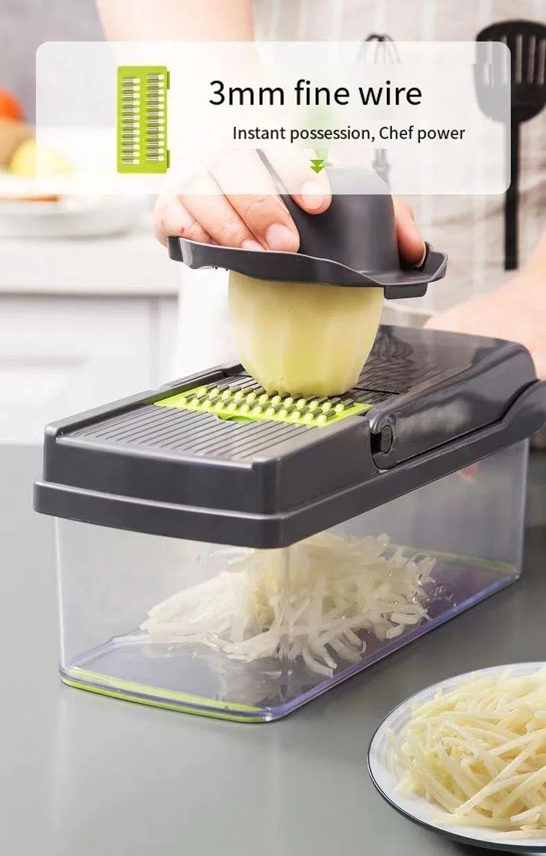 Vegetable Cutter Multifunctional Kitchen Tool, 5-in-1 Food Chopper for Tomato Carrot Cheese Onion, Handheld Slicer Dicer Grater