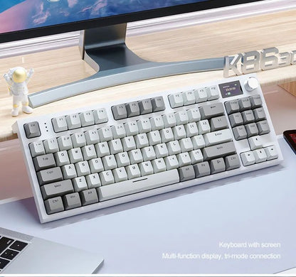 Teclado Mecânico Attack Shark K86 com Botão de Metal, Tela TFT, Hot Swap, RGB, Bluetooth/Wireless, Teclado Gamer Macro