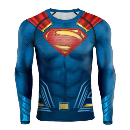 Super Mens Compression T-Shirt Long Sleeve 3D Tight Fitness Gym Sports Digital Printed Running Shirts Hero Jerseys Cosplay Top