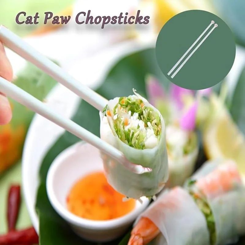 Novos pauzinhos com formato de pata de gato para bebês, crianças e iniciantes, com alta praticidade. Fixador antiderrapante, auxiliar para a alimentação do bebê, louça de jantar, cozinha.
