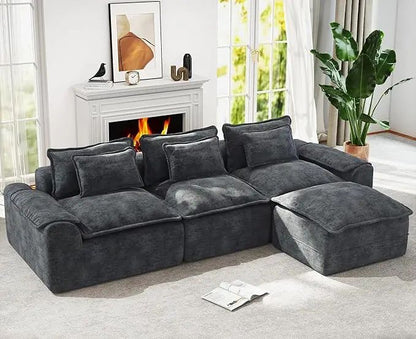 Cloud Modular Sectional Sofa L-Shaped Large Seater with Ottoman Removable Cover Comfortable Living Room Furniture