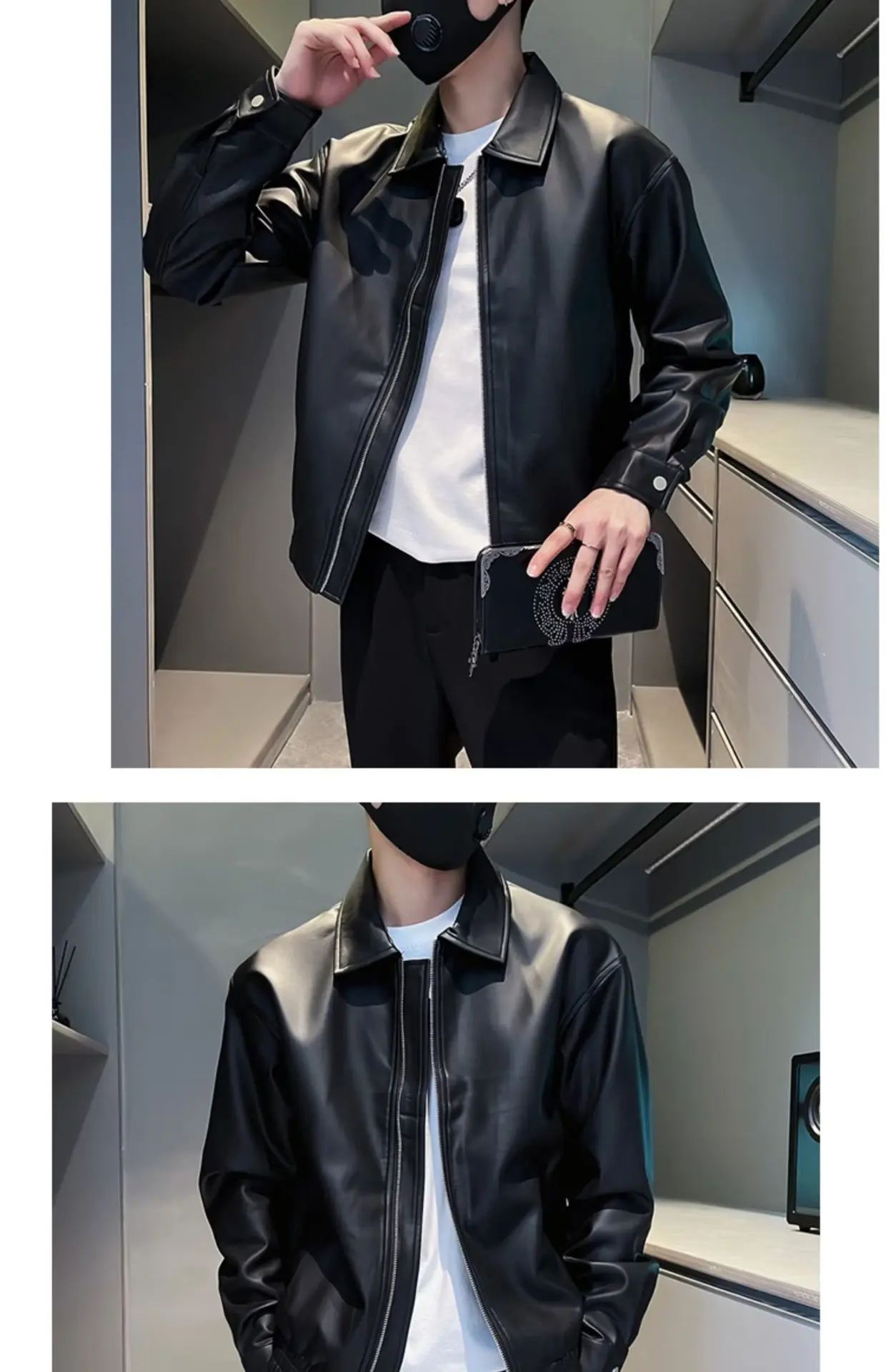 Men's PU Leather Jacket Motorcycle Style Stand Collar Spring Autumn Casual Workwear Fashionable Trendy New Hot Sale Of The Seaso