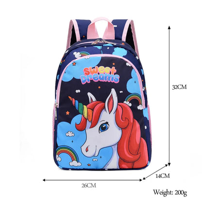 Bolsa Escolar Unicórnio de Desenho Animado para Meninos Meninas, Mochila Escolar de Grande Capacidade, Mochila de Jardim de Infância e Ensino Fundamental, Bolsa Infantil Kawaii