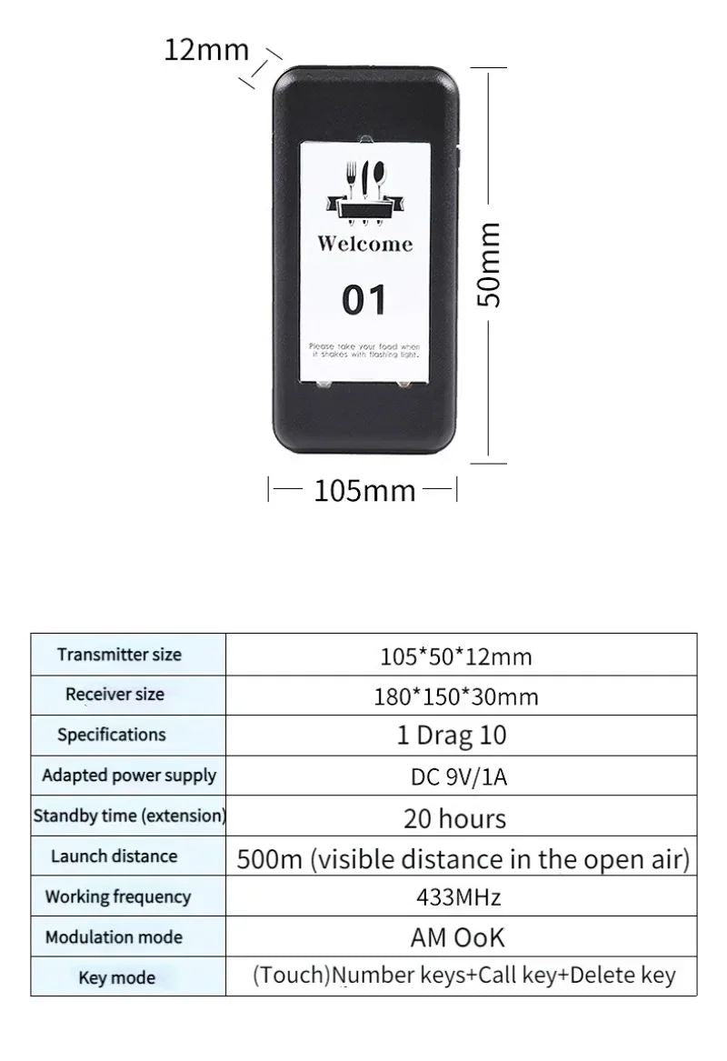 Wireless Restaurant Pagers Calling System 24 Coasters Buzzer Vibrator Bell Receivers For Food Truck Bar Coffee Fast Food Hotel