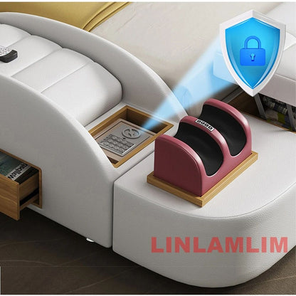 MINGDIBAO Modern MULTIFUNCTIONAL Tech SMART BED 2 People | FUTURISTIC FURNITURE | Ultimate Massage Tatami Genuine Leather Beds