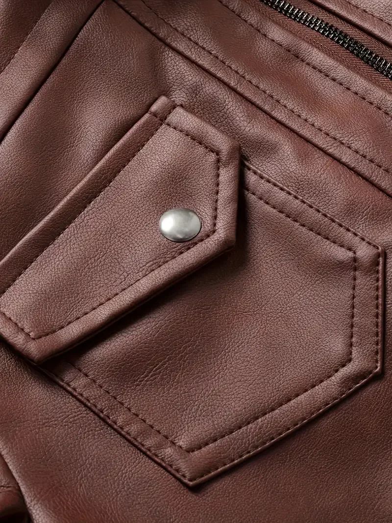 New Fake Two Pieces Motorcycle Leather Jackets Man Casual Fashion Motorcycle Coat Slim PU Lapel Jackets Autumn Leather Coat Male