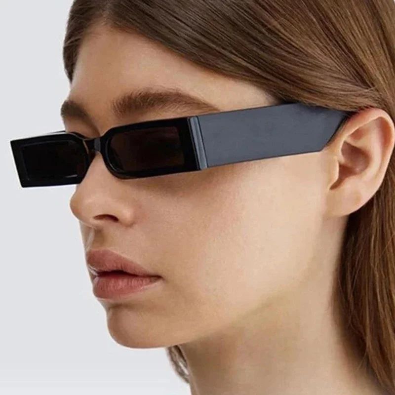 Óculos de Sol Retangulares de Luxo Masculinos Hip Hop Vintage Designer Shades Pretos Pequenos Personalidade UV400