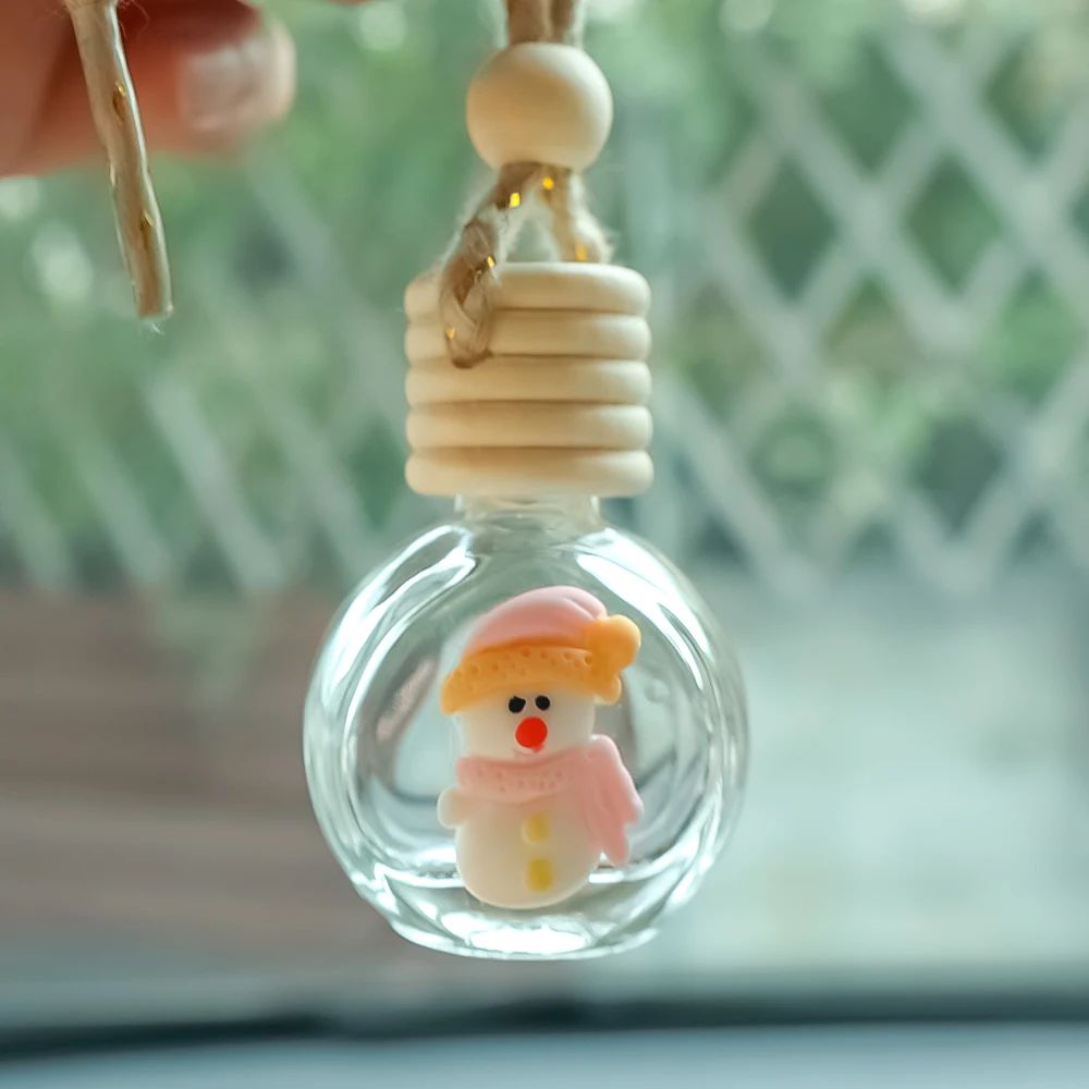 Pingente de Frasco de Perfume de 10ml Decoração de Espelho Retrovisor de Carro de Natal Frasco de Vidro Vazio Frasco de Óleo Essencial para Aromaterapia