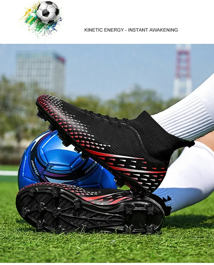 Red Male Football Boots Outdoor Training Football Field Cleats Man Lace-Up Anti-Slip Men’s Soccer Shoes Society botas de futbol