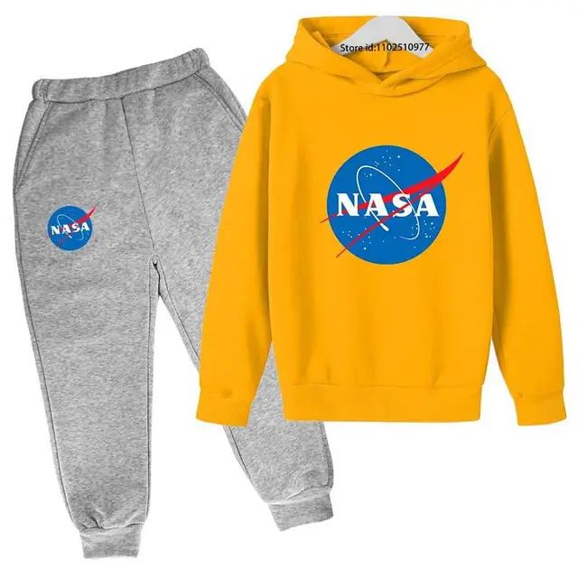 Kids NASA Fashion Casual Spring Autumn 2pcs Hoodie+jogging Pants Tracksuits 3-13 Years Boys Girls Trend Outfits Children Clothes