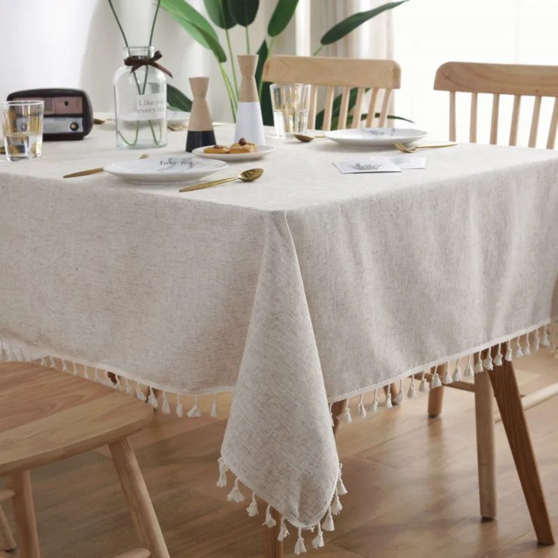 Cotton Linen Tablecloth for Wedding Home Party Dining Banquet Decoration Flax Fabric Table Cloth Luxurious Table Cover
