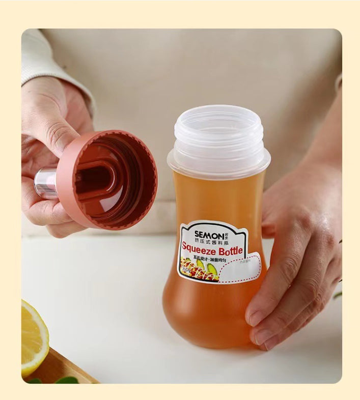 Frasco Espremedor Poroso para Molhos 350ML Garrafa para Molho de Tomate Mel Salada Recipiente Dispensador de Condimentos de Cozinha para Ketchup Molhos BBQ Óleo