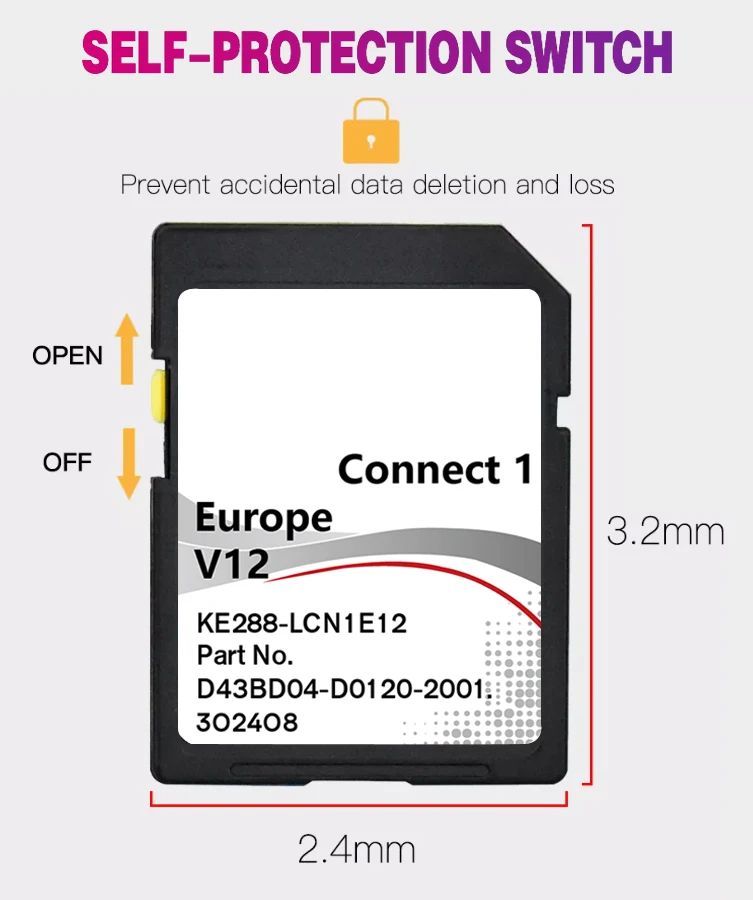 2022 Connect 1 LCN1 V12 Memory SD Card Update Europe UK Map Plug and Play for Nissan Qashqai Juke Note Car Sat Nav