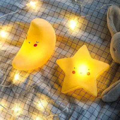 LED Mini Night Light Cartoon Fantasy Star Moon Bedside Light Baby Room Decoration Feeding Night Light Children Gift Toy