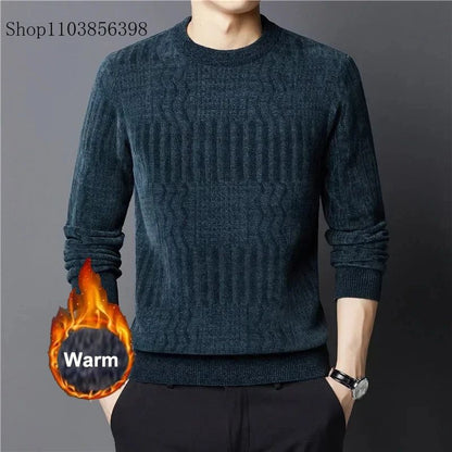 Brand Clothing High Quality Fashion Sweaters Male Slim Fit Casual Knitted Pullover Man Casual Round Neck Sweaters Black Grey