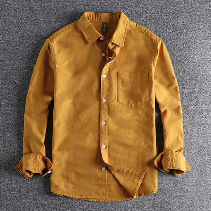 Basic Minimalist Men Shirt Jacket Pure Cotton Washed Oxford Military Light Casual Work Safari Style Shirts Mens Tops Shirt